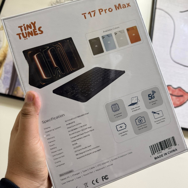 جهاز لوحي Tiny Tunes T17 Pro Max 5G – شاشة FHD مقاس 10.1 بوصة – بطارية 10000 مللي أمبير في الساعة