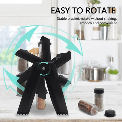 360° Rotating Ferris Wheel Spice Rack with 18 Glass Jars - Yalla Deals
