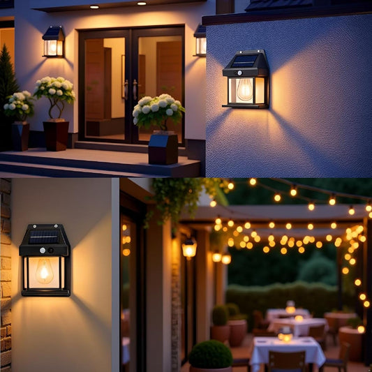 Solar Wall Waterproof Lights Outdoor With 3 Lighting Modes for Garden Decorative (1 Bulb)