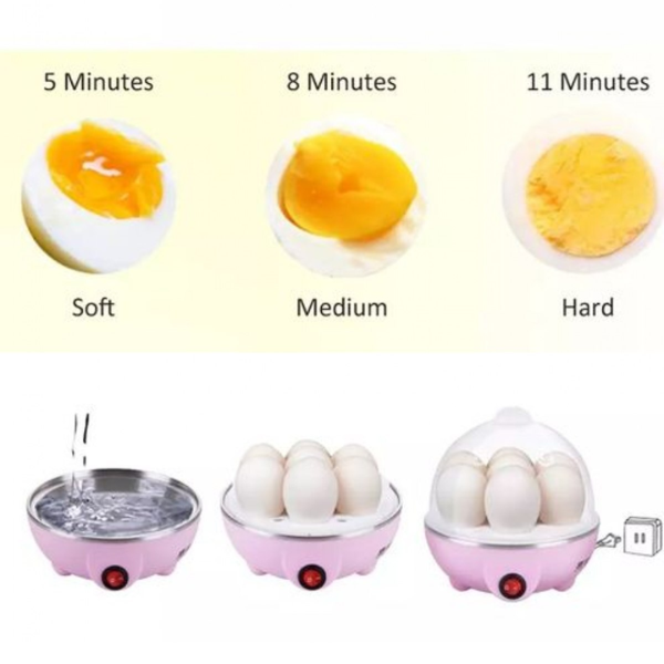 Egg cooker with three stages of egg cooking