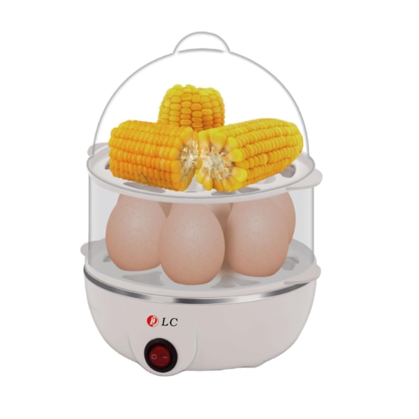 Electric egg and corn cooker with corn and eggs