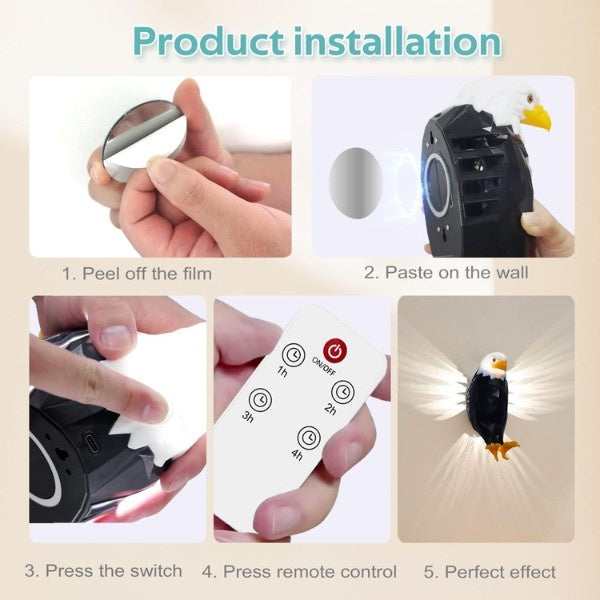 Eagle Wall Light Indoor Magnetic Projection Night Light with Remote Control