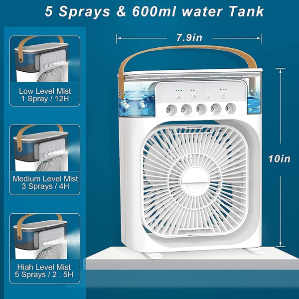 Portable Mini Air Cooler Fan with Water Mist Spray