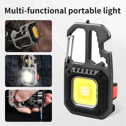 Mini LED Light Rechargeable Keychain With Portable Pocket Wrench Screwdriver