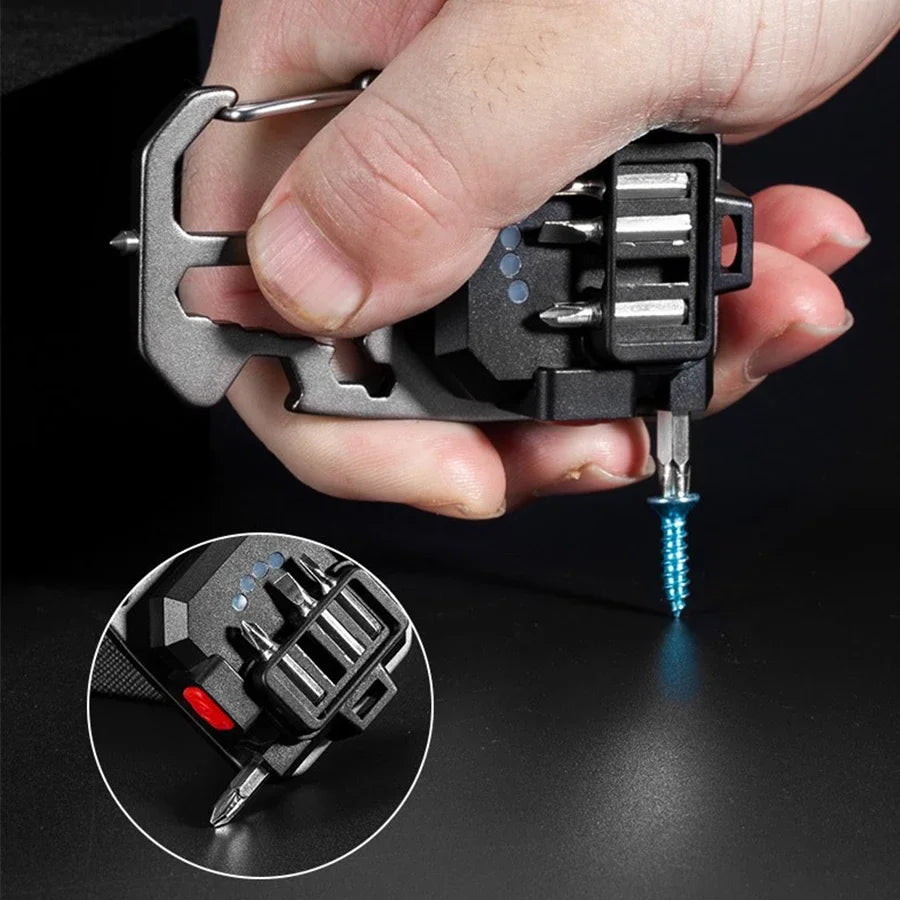Mini LED Light Rechargeable Keychain With Portable Pocket Wrench Screwdriver