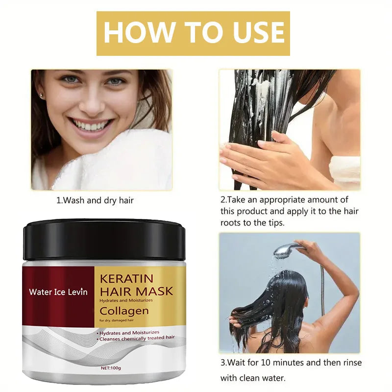 Keratin Collagen Hair Mask for Dry Hair Texture Smooth Soft Hair