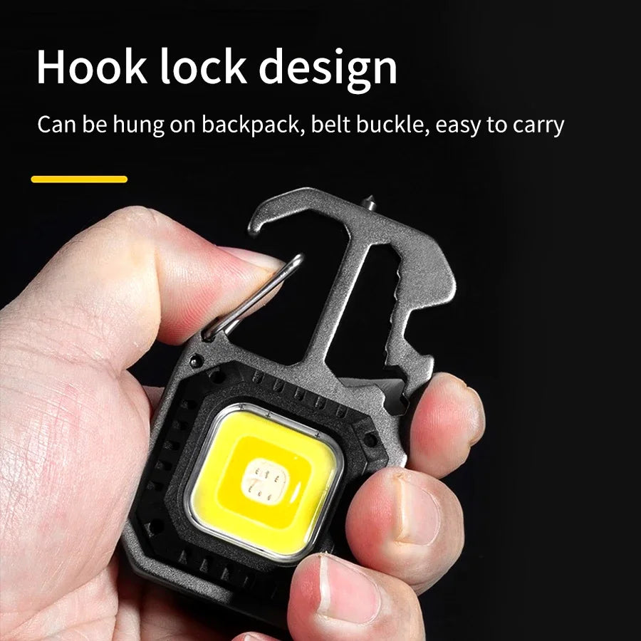 Mini LED Light Rechargeable Keychain With Portable Pocket Wrench Screwdriver