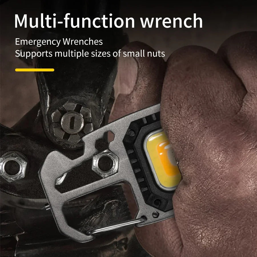 Mini LED Light Rechargeable Keychain With Portable Pocket Wrench Screwdriver
