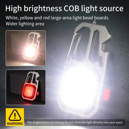 Mini LED Light Rechargeable Keychain With Portable Pocket Wrench Screwdriver