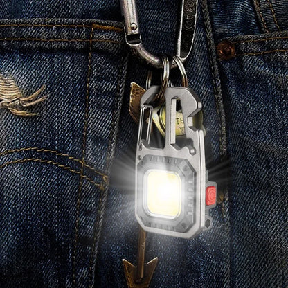 Mini LED Light Rechargeable Keychain With Portable Pocket Wrench Screwdriver