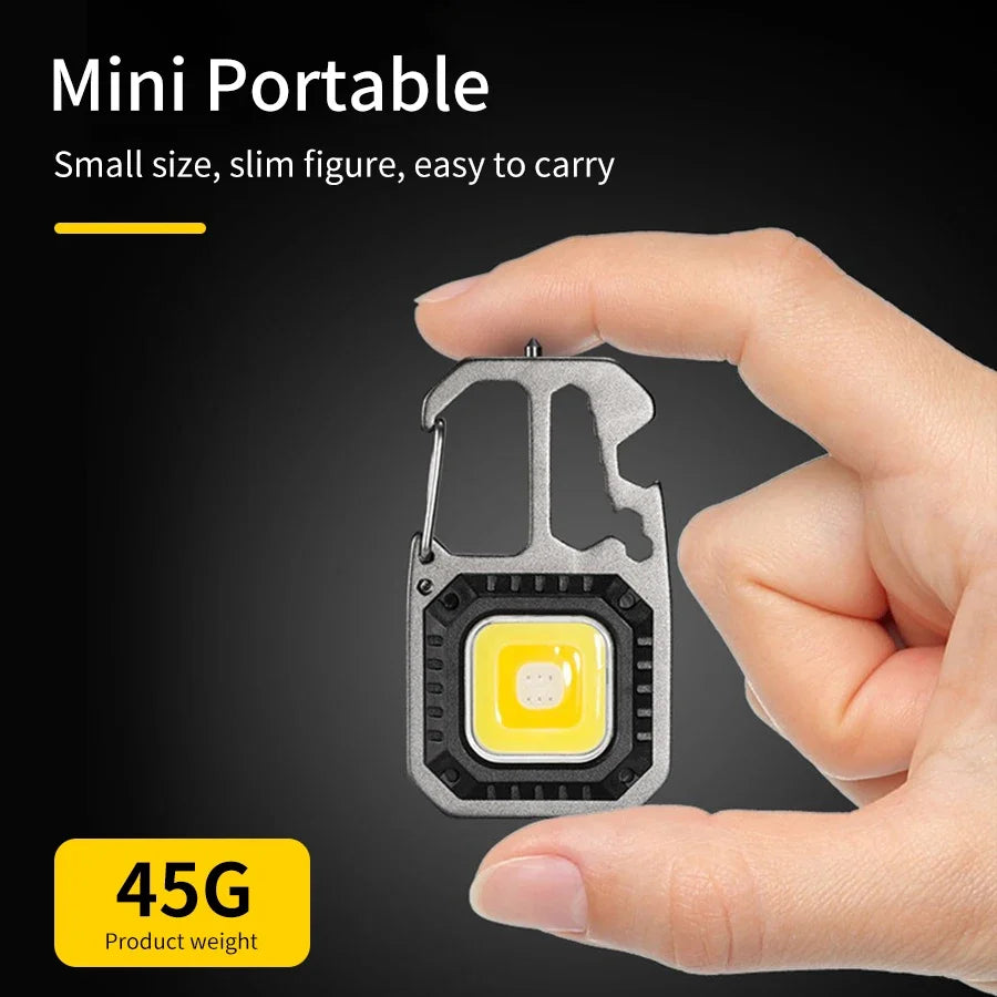 Mini LED Light Rechargeable Keychain With Portable Pocket Wrench Screwdriver