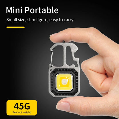 Mini LED Light Rechargeable Keychain With Portable Pocket Wrench Screwdriver