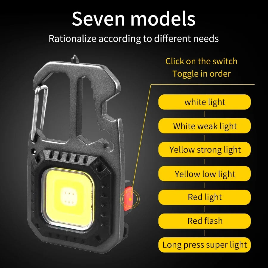 Mini LED Light Rechargeable Keychain With Portable Pocket Wrench Screwdriver