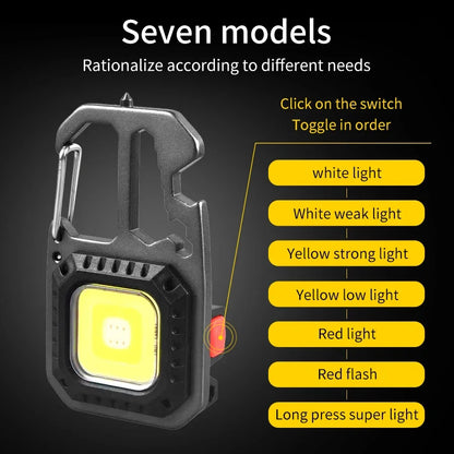 Mini LED Light Rechargeable Keychain With Portable Pocket Wrench Screwdriver