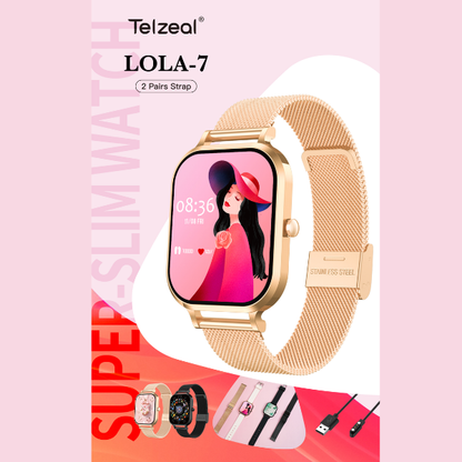LOLA-7 smartwatch with fitness tracking and heart rate monitor
