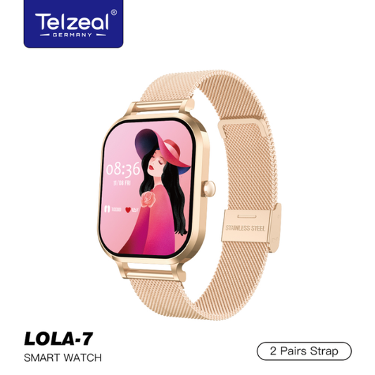 Telzeal LOLA-7 gold ladies smartwatch slim stainless steel design