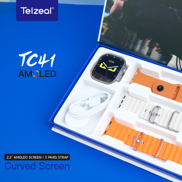 Telzeal TC41 4G Smartwatch 2.2 Inch AMOLED Curved Display SIM Support Camera 3 Straps