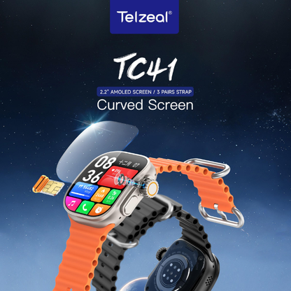 Telzeal TC41 4G Smartwatch 2.2 Inch AMOLED Curved Display SIM Support Camera 3 Straps