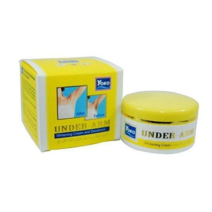 Yoko Under Arm Whitening Cream and Deodorant packaging on a white background