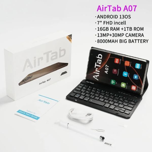 AirTab A07 tablet with Arabic keyboard 16GB RAM 1TB