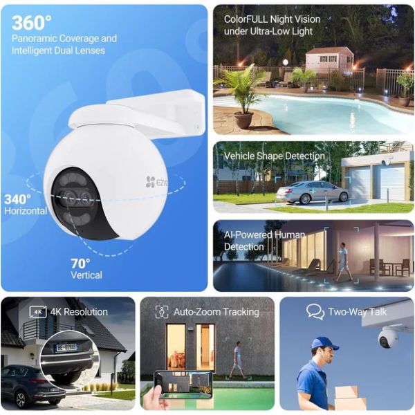 EZVIZ H80x Dual 4K Smart AI Detection Auto Tracking WiFi Security Camera