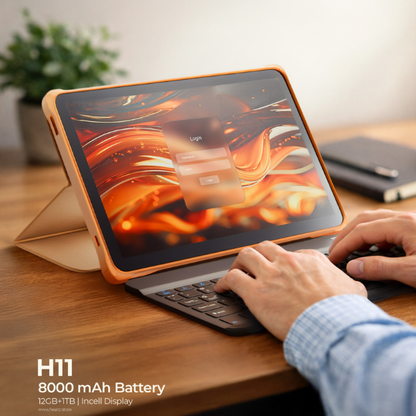 جهاز لوحي Heatz H11 - شاشة HD بحجم 10.1 بوصة، ذاكرة وصول عشوائي (RAM) سعة 12 جيجابايت، سعة تخزين 1 تيرابايت، يعمل بنظام أندرويد