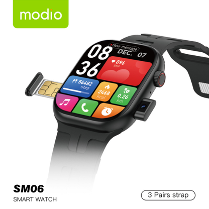 Modio SM06 smartwatch with SIM card and dual HD cameras black