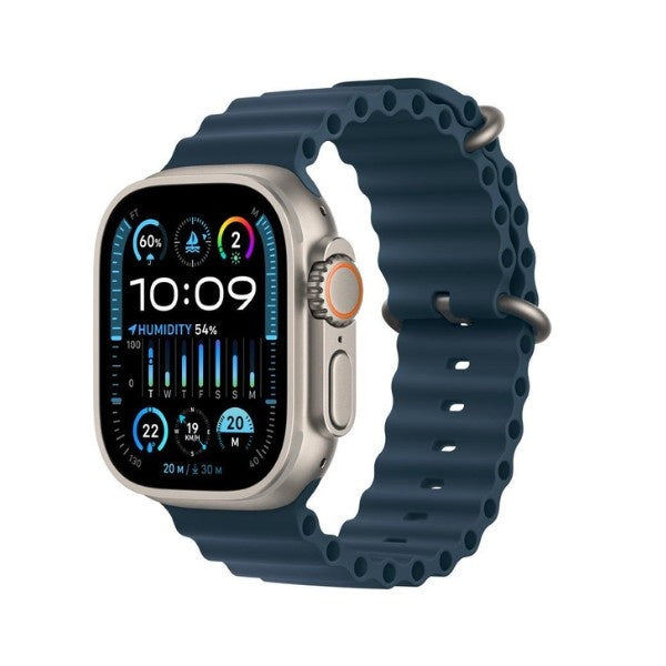 Smartwatch with a blue band on a white background