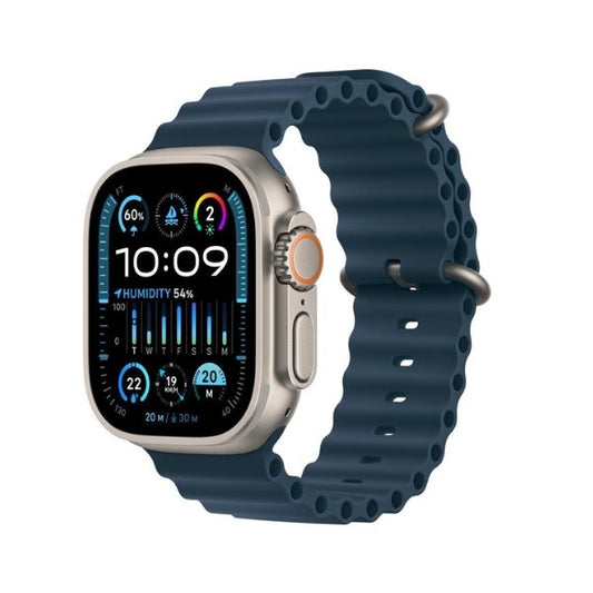 Smartwatch with a blue band on a white background